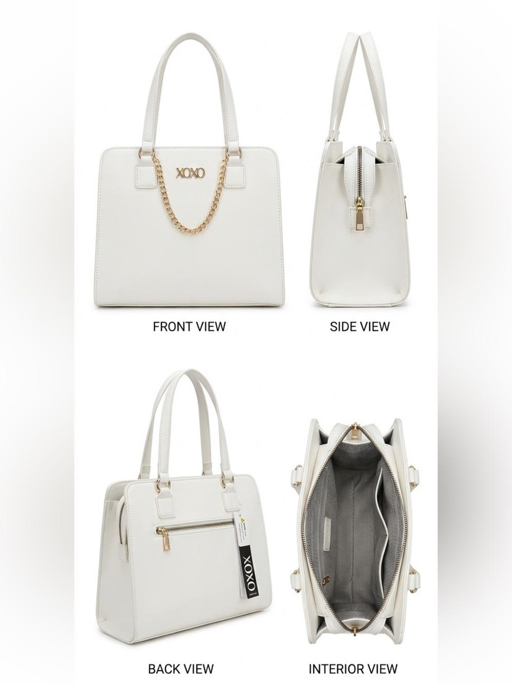 NWT XOXO White Structured Chain-Accent Tote
